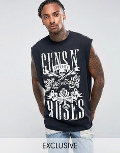 Черная oversize-футболка без рукавов с принтом Guns N Roses Reclaimed Vintage Inspired - Черный