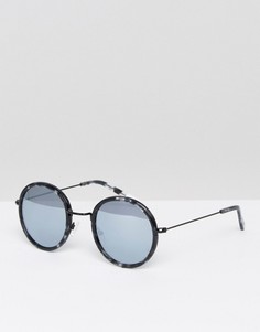 Круглые солнцезащитные очки с серебристыми блестящими стеклами Pala - Черный