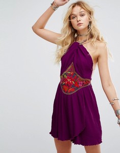 Платье мини с вышивкой Free People Marcella - Фиолетовый