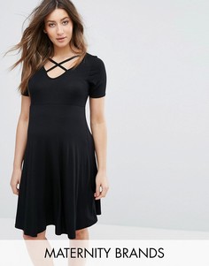 Короткое приталенное платье для беременных New Look - Черный