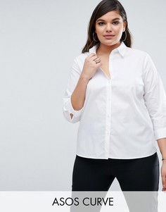 Белая рубашка с рукавами 3/4 ASOS CURVE - Белый