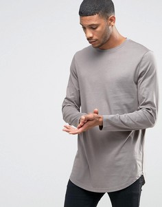 Серый длинный лонгслив с асимметричным краем ASOS - Серый