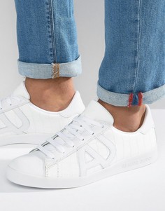 Белые кроссовки с тисненым рисунком крокодиловой кожи Armani Jeans - Белый