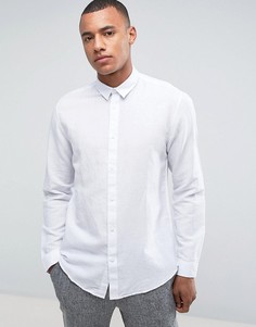 Рубашка классического кроя из ткани с добавлением льна Selected Homme - Белый
