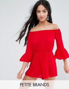 Ромпер с расклешенными рукавами New Look Petite - Красный