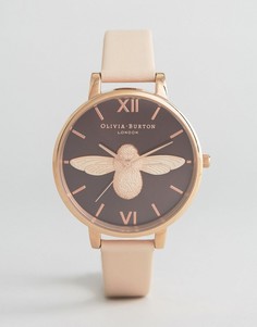 Часы с кожаным ремешком телесного цвета Olivia Burton Bee - Розовый