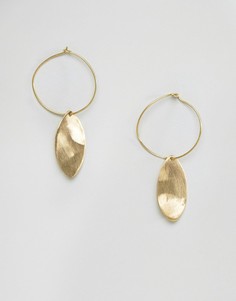 Серьги-кольца с подвесками в виде листьев Made - Золотой