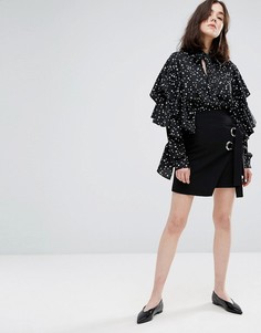 Мини-юбка с запахом Plain Studios - Черный