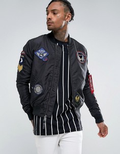 Черный бомбер с нашивками Alpha Industries MA-1 TT II - Черный