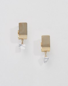 Металлические серьги ограниченной серии в форме полуколец с подвеской из искусственного мрамора - Золотой Asos