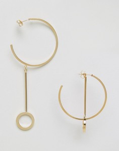 Непарные серьги-кольца ограниченной серии с подвесками - Золотой Asos