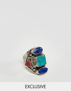 Кольцо с синими камнями Reclaimed Vintage Inspired - Золотой