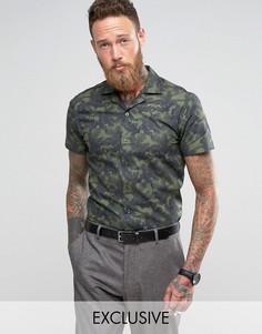 Узкая рубашка с короткими рукавами и отложным воротником Noose & Monkey - Зеленый