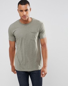 Удлиненная футболка с карманом и ступенчатым краем Redefined Rebel - Зеленый