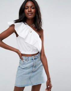 Хлопковый кроп-топ на одно плечо ASOS - Белый