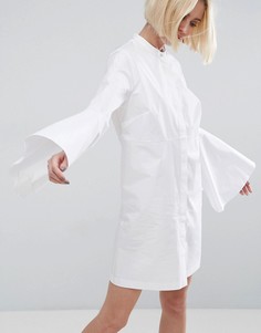 Платье-рубашка мини с рукавами клеш ASOS WHITE - Белый