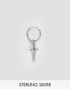 Серебряные серьги-кольца английской пробы с крестами-подвесками Serge De Nimes 925 - Серебряный