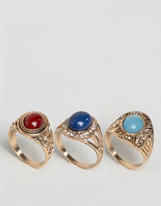 3 кольца с камнями ASOS - Мульти