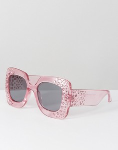 Большие квадратные солнцезащитные очки с декоративной отделкой ASOS - Розовый