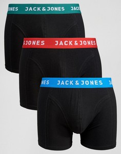 Набор из 3 боксеров-брифов с контрастным поясом Jack & Jones - Черный