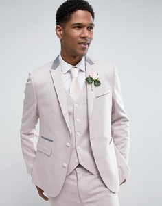 Розовый фактурный пиджак скинни ASOS WEDDING - Розовый