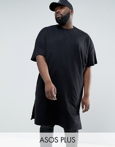 Черная супердлинная oversize-футболка ASOS PLUS - Черный