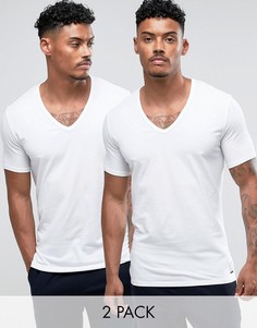 2 белые футболки с V-образным вырезом Calvin Klein - Белый