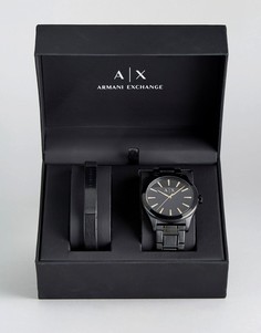 Подарочный набор из часов черного цвета и браслета Armani Exchange AX7102 - Черный
