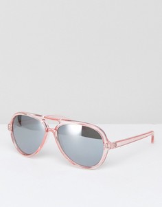 Розовые пластмассовые солнцезащитные очки-авиаторы AJ Morgan - Розовый