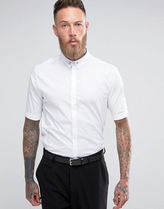 Зауженная эластичная рубашка в строгом стиле с короткими рукавами Religion - Белый