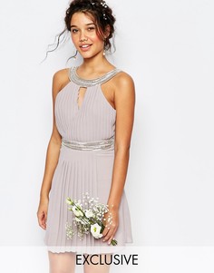 Плиссированное платье мини с отделкой TFNC WEDDING - Фиолетовый