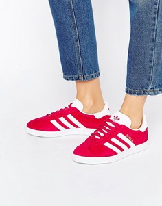Ярко-розовые замшевые кроссовки унисекс adidas Originals Gazelle - Розовый