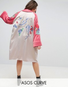 Кимоно с вышитыми птицами и цветами ASOS CURVE Premium - Мульти