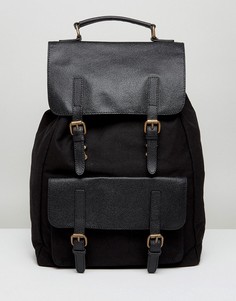 Черный холщовый рюкзак с кожаной отделкой ASOS - Черный