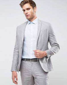 Приталенный льняной пиджак Jack & Jones Premium - Серый