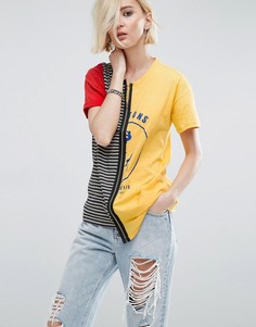 Футболка со вставками на молнии и принтом ASOS - Мульти