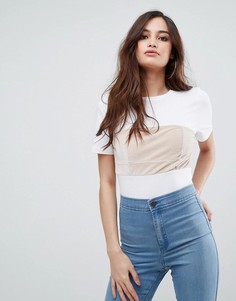 Боди с бархатным корсетом ASOS - Белый