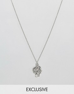 Ожерелье с подвеской в виде дракона Reclaimed Vintage Inspired - Серебряный