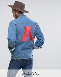 Свободная джинсовая куртка с принтом на спине Reclaimed Vintage Inspired - Синий