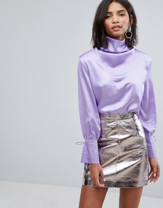 Атласная блузка с драпировкой Sister Jane - Фиолетовый