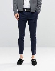 Темно-синие укороченные облегающие брюки в строгом стиле ASOS - Темно-синий