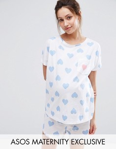 Пижамный комплект для беременных с футболкой и шортами ASOS Maternity - Белый