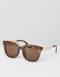 Большие солнцезащитные очки в квадратной черепаховой оправе AJ Morgan - Коричневый