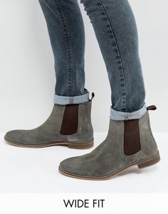 Серые замшевые ботинки челси для широкой стопы ASOS - Серый