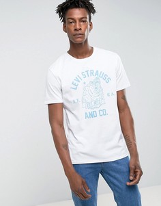 Белая футболка с принтом медведя Levis - Белый
