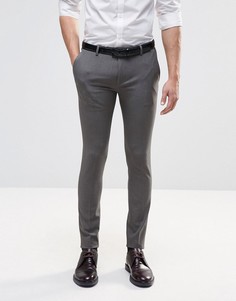 Серые строгие брюки супероблегающего кроя ASOS - Серый