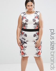Платье-футляр с цветочным принтом на вставках Praslin Plus Illusion - Белый