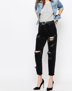 Черные выбеленные джинсы в винтажном стиле с прорехами и потертостями ASOS Original - Черный