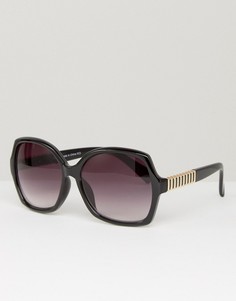 Квадратные солнцезащитные очки в стиле oversize с металлическими дужками Southbeach - Черный