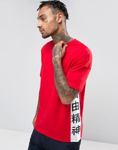 Oversize-футболка с контрастными вставками с надписью на японском ASOS - Красный
